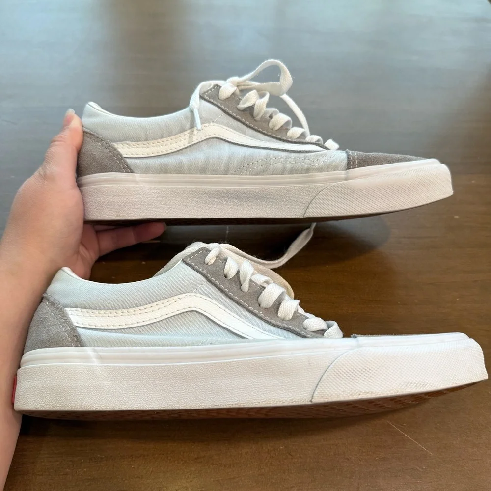 Vans Old Skool Drizzle Gray Light Blue Gray Flat Low Top Sneakers Womens 7.5 M6